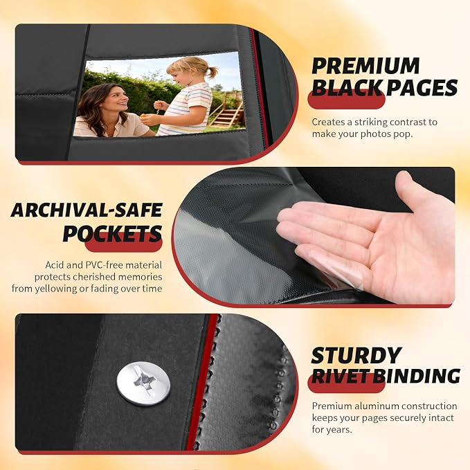 Photo Album 4x6 600 Slip-in Pockets, PU Leather Large Capacity Photo Book | Holds Horizontal & Vertical Photos Acid-Free for Mom Grandma Baby Shower Wedding Anniversary Christmas - Image 5