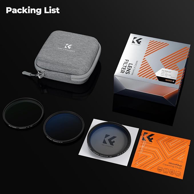K&F CONCEPT 49mm UV/CPL/ND2-400 Len Filter Kit 3pc Multi-Layer Coatings | UV+Polarizer+Variable ND Lens Filters Kit (1-9 Stops)+Cleaning Cloth+Filter Pouch for Camera Lens Nano-K Series FS303 - Image 7