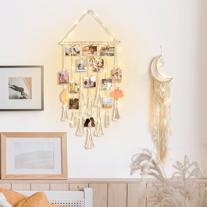 Homecor Gifts for Teenage Girls, Hanging Photo Display & Moon Dream Catchers, Christmas Teen Girls Gifts Ideas Ages 10 11 12 13 14 Years Old, Macrame Wall Decor Boho Bedroom Dorm Aesthetic Room Decor - Image 6