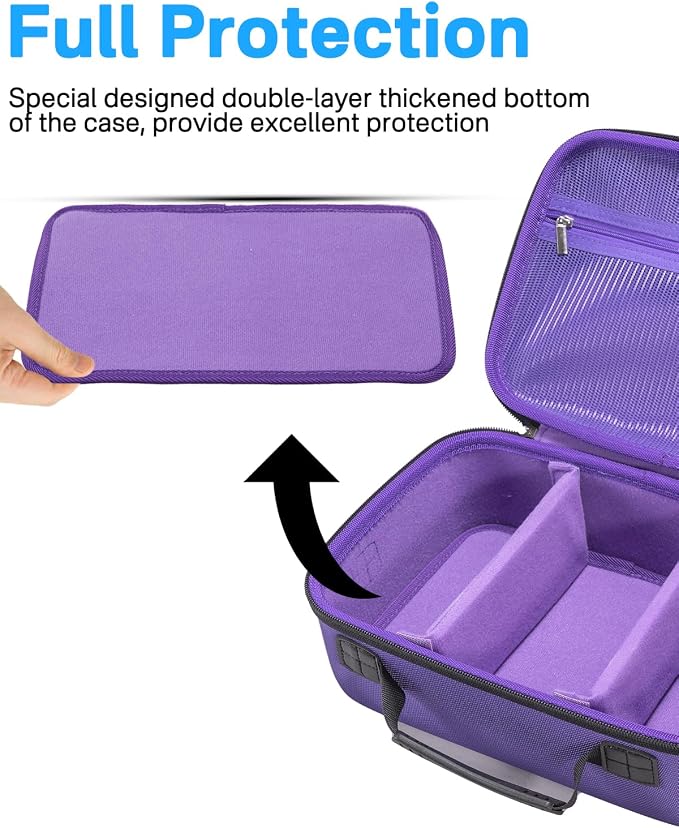 RAIACE Hard Carrying Case Compatible with Canon EOS Rebel T7/ T100/ T6/ R100/ R50/ R5/ R7/ R8, for Sony, for Nikon Camera. Large Capacity Camera Bag for Lens, Cables, Cards and Accessories. - Purple - Image 5