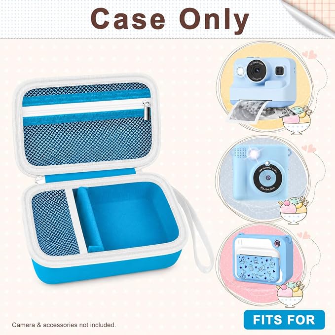 Kids Instant Print Camera Case for DYLANTO for ESOXOFFORE Cameras | Portable Digital Camera Case Organizer for ETIKEZ for YTETCN for DUDUDRAGON with Pocket for Accessories (Box Only)-Navy Blue - Image 2