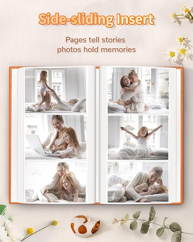 Artfeel Photo Album 4x6 with 300 Pockets,Slip-in Picture Albums,Linen Cover Memory Book with Front Window,White Page Vertical Photo Book for Wedding,Family,Anniversare,Baby,Vacation - Image 5