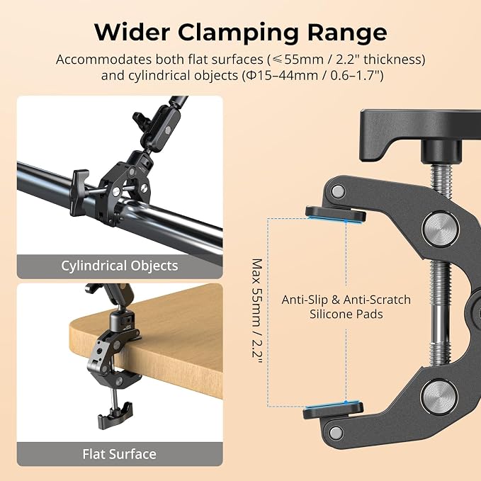 SMALLRIG Desktop Clamp Magic Arm Kit for MagSafe for iPhone, 55cm / 21.6" Two-Stage Adjustable Flexible Arm with Secure Grip for Smartphone, Webcam, Action Cameras - 5626 - Image 4