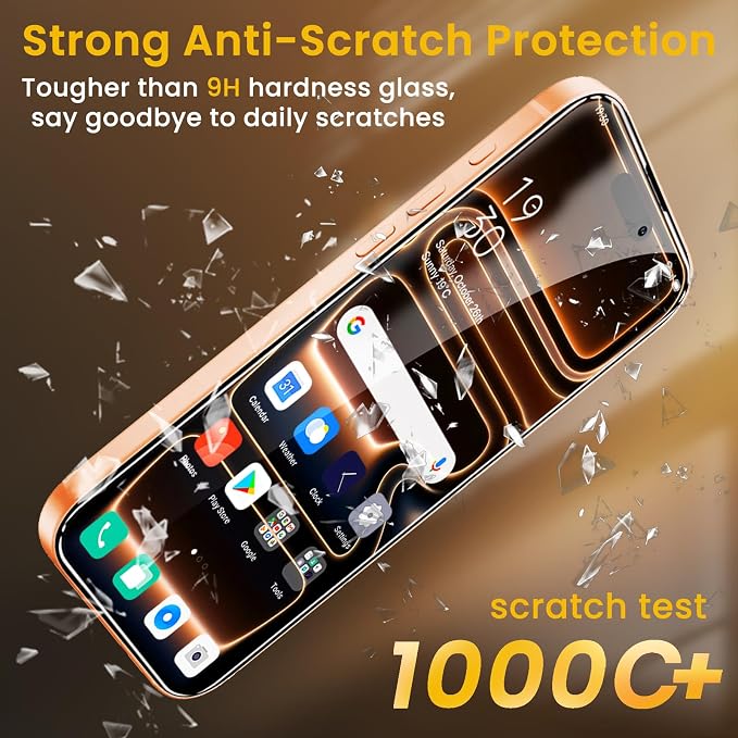 Romkasi 3 Pack Privacy Screen Protector for iPhone 17 Pro Max 6.9 Inch with 3 Pack Camera Lens Protector, Anti Spy Tempered Glass Film, Anti-Scratch, Touch Sensitive, Case Friendly - Image 4