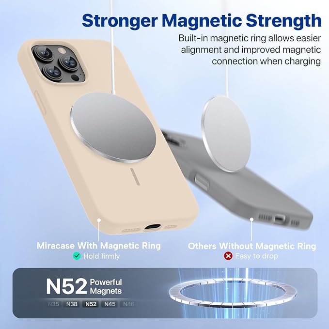 miracase Magnetic for iPhone 13 Pro Max Case, [Soft Anti-Scratch Microfiber Lining], Compatible with MagSafe, Liquid Silicone Shockproof Drop Protection Phone Case for 13 Pro Max, Sand - Image 5