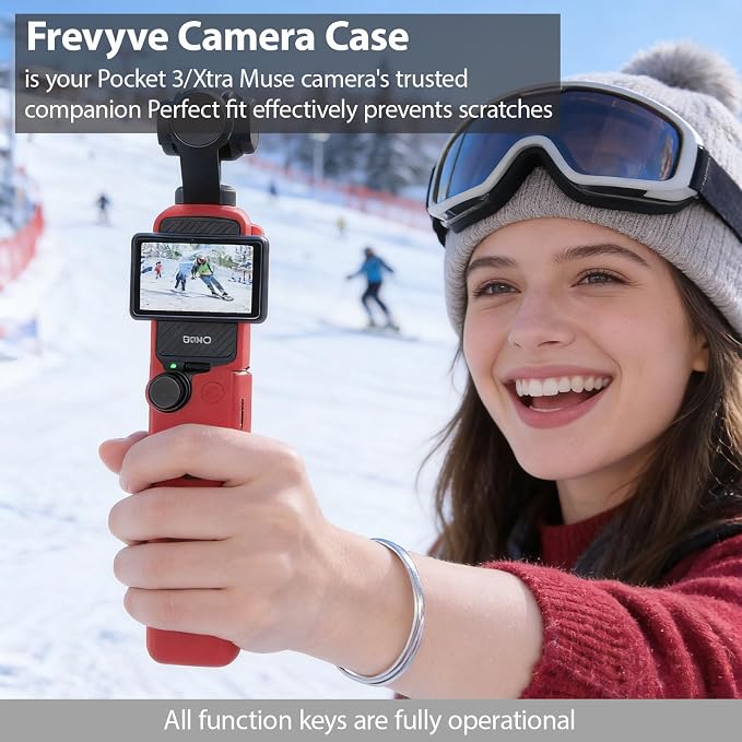 Case for DJI Osmo Pocket 3/Xtra Muse Camera, Soft Silicone Protective Case, Anti-Scratch, Slim Fit Skin with mic Cover and Screen Protector Accessories for Osmo Pocket 3/Xtra Muse (Red) - Image 2