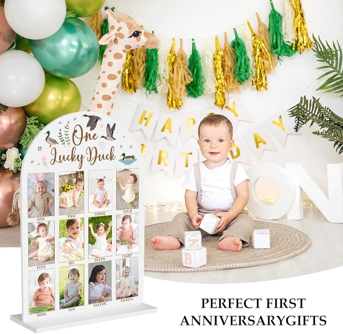 My First Year Photo Board Baby Milestone Signs One Year of Baby Photo Board, Best Babies Keepsake 10x14 Inches Acrylic Sign Decor Fits 2" x 3" Photo A10 - Image 3