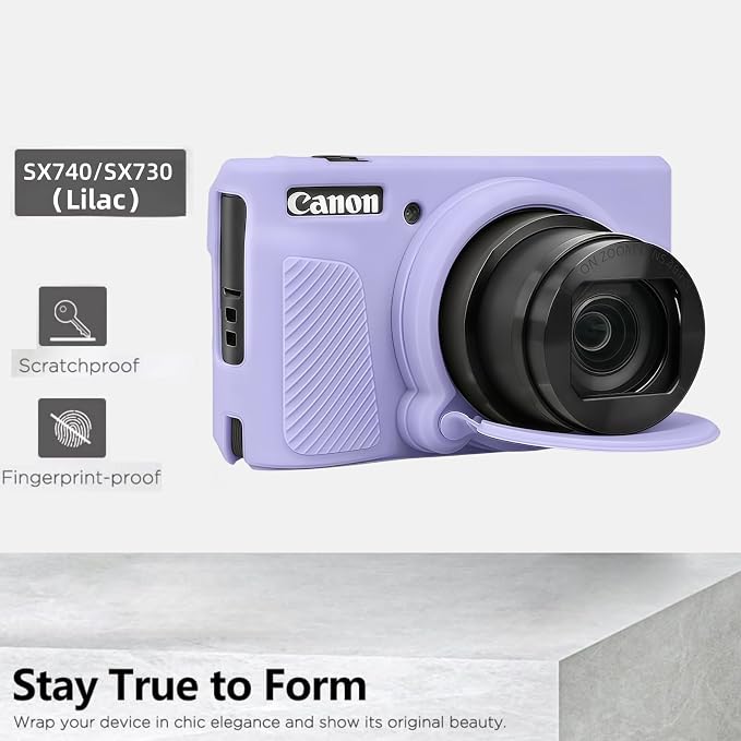 Camera Case for Canon PowerShot SX740/ SX730 Digital Camera, SX740 HS Case | Soft Silicone Protective Case Removable Lens Cover, Comes with 2 Screen Protectors and 1 Wrist Strap. (Lilac) - Image 7
