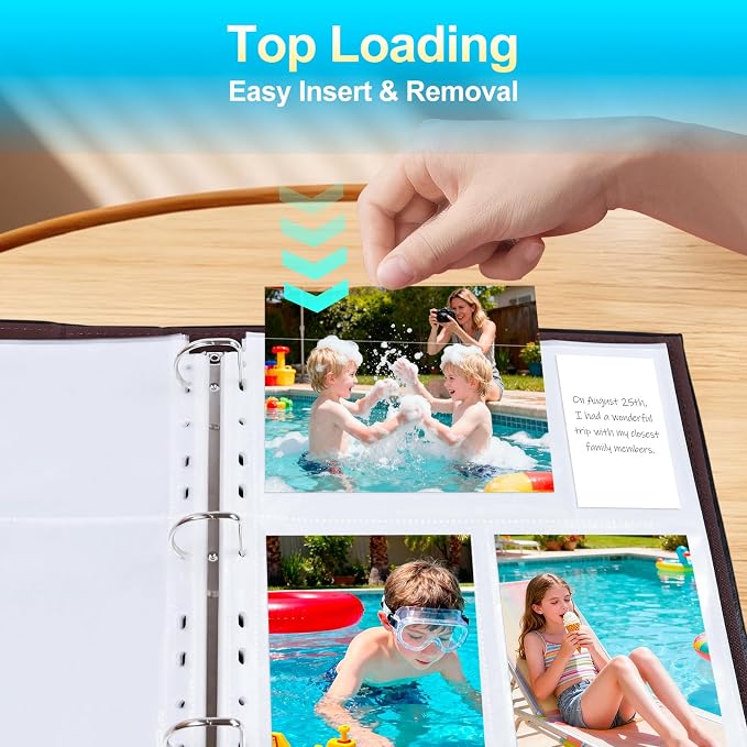 30 Pack 4x6 Photo Album Refill Pages for 3 Ring Binder,Ultra-Clear Photo Sleeves Holding 180 Pictures, Double-Sided 3 Pockets Photo Pages with Memo Slot,Photo Sheet Protector for Photos and Postcards - Image 5