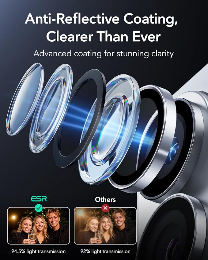 ESR for Samsung Galaxy S24 Ultra Camera Lens Protector, Individual Lens Protectors, Scratch-Resistant Ultra-Thin Tempered Glass with Aluminum Edging, Galaxy S24 Ultra Case Friendly, 1 Set, Silver | Individual Camera Cover, 9H Tempered Glass, Original C... - Image 5
