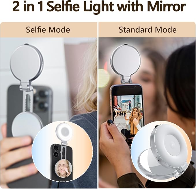 Magnetic Selfie Light, Folding Phone Ring Light | Compatible with iPhone Magsafe, CRI97 360° LED Selfie Ring Fill Light with Mirror for Video Recording/Selfies/Make up/TikTok - Image 5