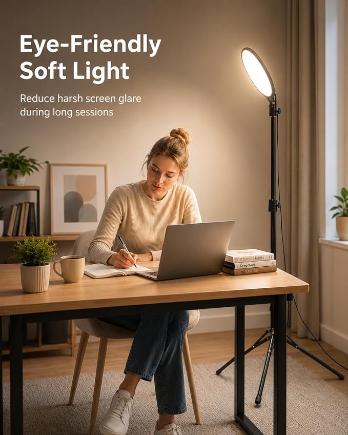 UBeesize 10" Ring Light with 62" Tripod Stand, Phone Holder and Remote | Dimmable Full-Screen, LED Selfie Light Kit, Adjustable Stand for Video Recording, Makeup, Live Streaming, 2H/4H/8H timer - Image 9