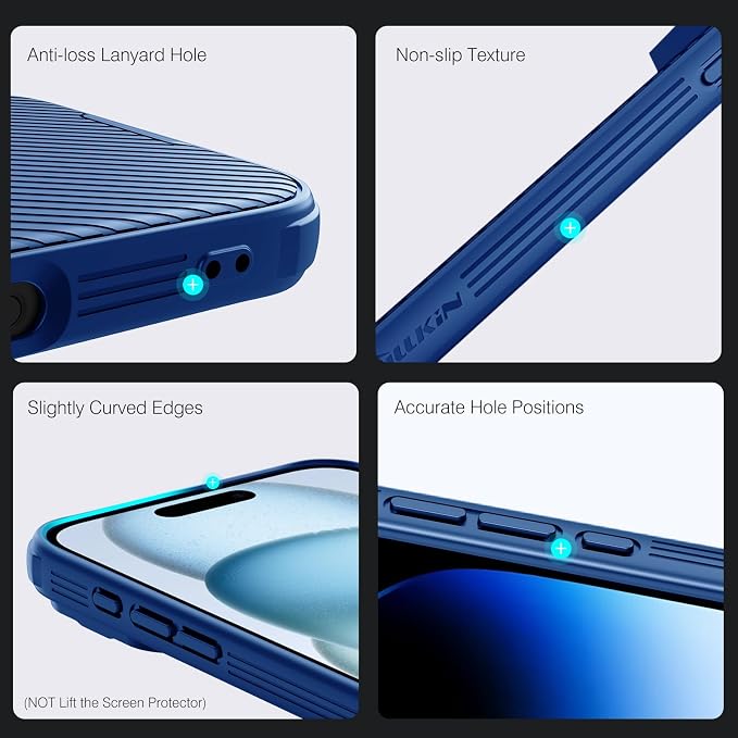 Nillkin for iPhone 16 Pro Max Case with Slide Camera Cover, [Full Camera Protection][Anti-Scratch] Military-Grade Protection, Anti-Fingerprint, Slim Phone Case for iPhone 16 Pro Max 6.9'' Blue - Image 5