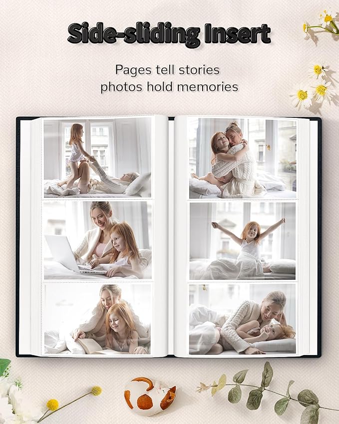 Artfeel Photo Album 4x6 with 300 Pockets,Slip-in Picture Albums,Linen Cover Memory Book with Front Window,White Page Vertical Photo Book for Wedding,Family,Anniversare,Baby,Vacation - Image 5