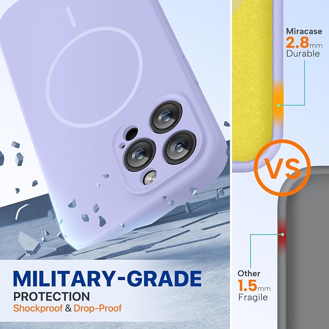 miracase Magnetic for iPhone 14 Pro Max Case, [Soft Anti-Scratch Microfiber Lining], Compatible with MagSafe, Silicone Shockproof Protection Phone Case for iPhone 14 Pro Max,Light Purple - Image 3