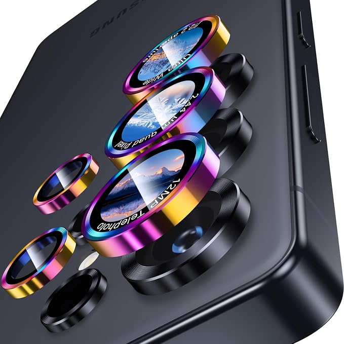 Uyiton for Samsung Galaxy S25 Ultra Camera Lens Protector, Unique Design | Case-Friendly, Ultra-Thin, Military-Grade Sapphire Glass with Aluminum Metal Rear Camera Screen Cover, Colorful - Image 8