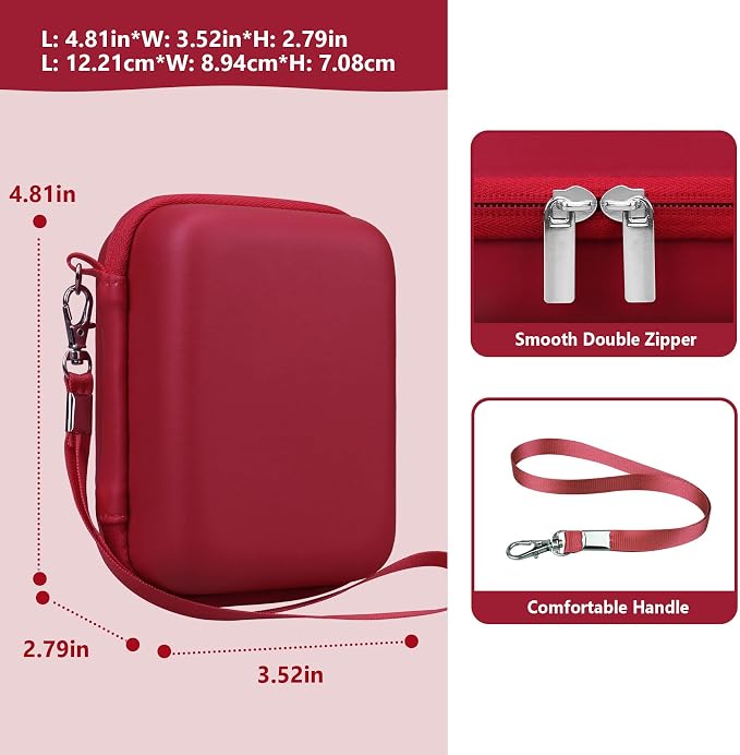 Carrying Case for Canon PowerShot SX740 HS, SX730 HS Camera, Red | SX720 HS, SX620 HS, G7 X Mark III, G7 X Mark II Digital Camera, Storage Holder Travel Bag with Mesh Pocket for Battery Pack - Image 3