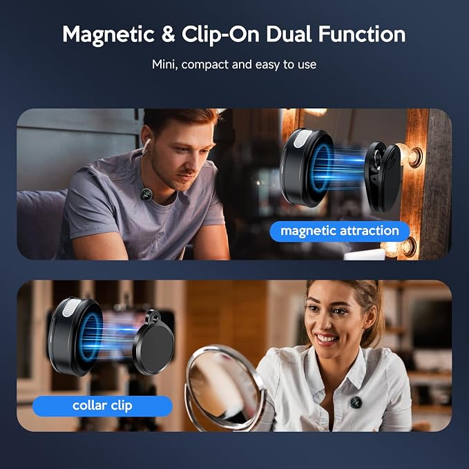 Wireless Lavalier Microphone for iPhone, with AI Noise Reduction – Plug-and-Play Clip-on Mic for iPhone/iPad/Android, Long Battery Life Mini Portable for Vlogging, Live Streaming, Interviews - Image 2