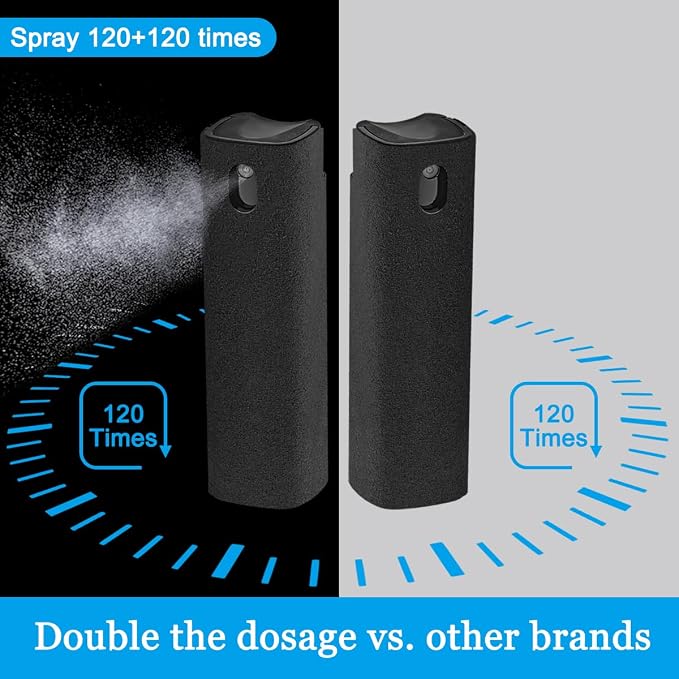 walrfid 2 Pack Screen Cleaner Spray and Wipe for Laptop Monitor and Car Screens, Phone Touchscreen Mist Cleaning Kit for Cellphone, Tablet, PC, Computer, LCD, MacBook, iPhone, iPad, Mac Pro - Black - Image 5