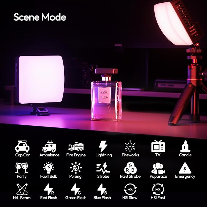 Ulanzi C10 RGB Phone Clip on Video Light,10W CRI≥93 1800K-9000K 3300mAh | Portable Selfie LED Lights, with Cold Shoe Zoom Lighting for iPhone 17 Laptop, Tablet, Camera, Makeup Video Conference Vlog - Image 6