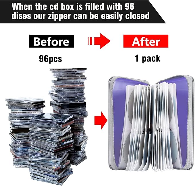 Siveit CD DVD Cases 96 Capacity Disc Storage Binder for Car(Lavender) - Image 4