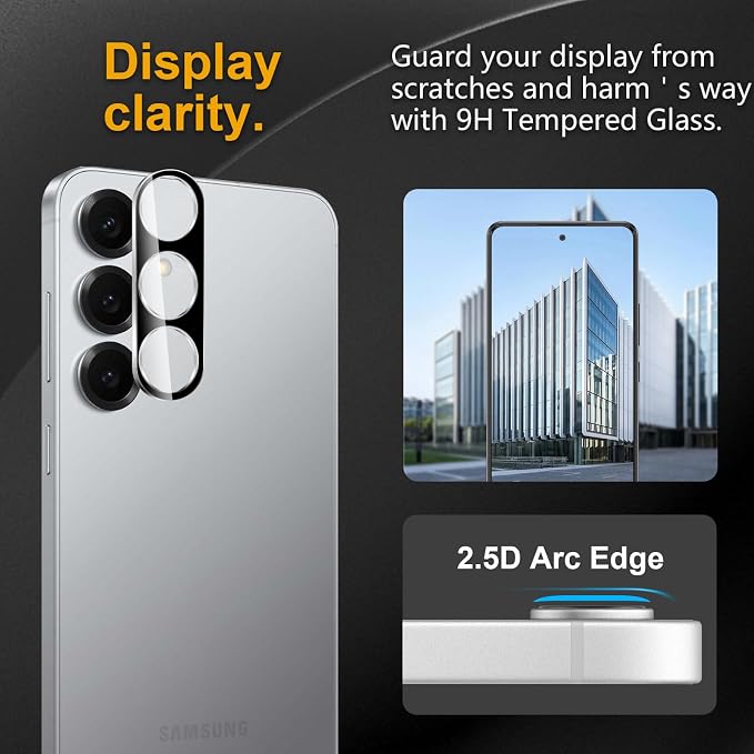 3 Pack Camera Lens Protector for Samsung Galaxy S25 Plus | Tempered Glass,Anti-Fingerprint,9H Hardness,Scratch Resistant,Easy to Install,Bubble Free,HD Clarity - Image 2