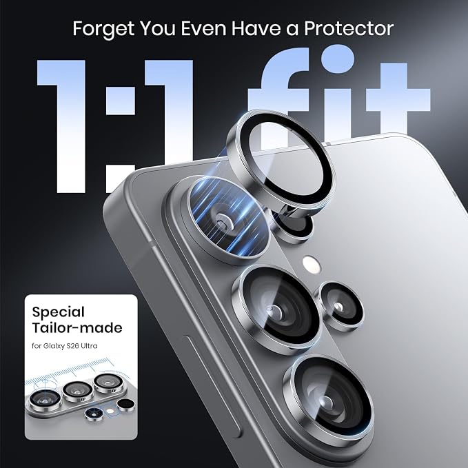 Hoerrye for Samsung Galaxy S26 Ultra Camera Lens Protector - [Top 9H+ Tempered Glass - 12FT Military Grade] Case Friendly Invisible Fit Camera Screen Protector Cover Accessories,Silver | Top 9H+ Tempered Glass, 12FT Military Grade, Case Friendly, Invis... - Image 4