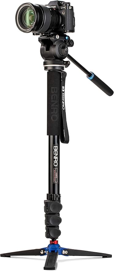 Benro Classic Video Monopod with S2 PRO Flat Base Video Head, 5.5 lb Max, 3 Leg Folding Base, Flip Lock, Carrying Case (A38FDS2PRO) - Image 3