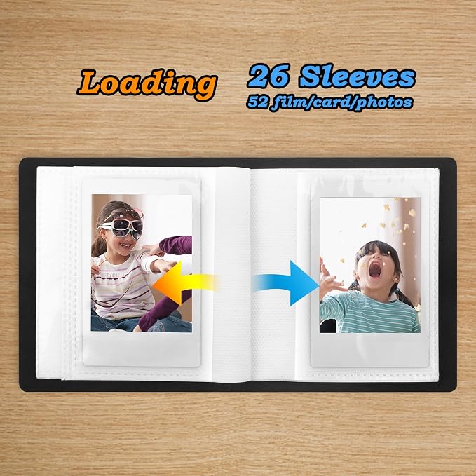 Ruibytree 52 Pockets Small Photo Album 2x3 for Instax Mini, Black, 2 Pack | Pocket-Size, PU Leather Cover, Snap Closure, Acid-Free Pages, Fits Polaroid 2x3 Photos, Kodak Mini Prints & ZINK Photos - Image 4