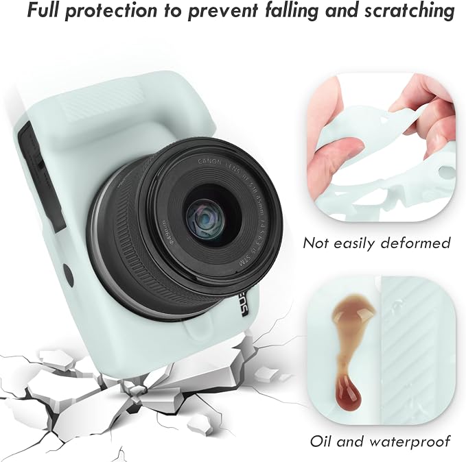 Rieibi EOSR50 EOS R50 Case, Soft Silicone Protective Case for Canon EOS R50 EOSR50 Vlogging Camera, Lightweight EOS R50 Camera Case Cover Grip Body Skin - Light Green - Image 4