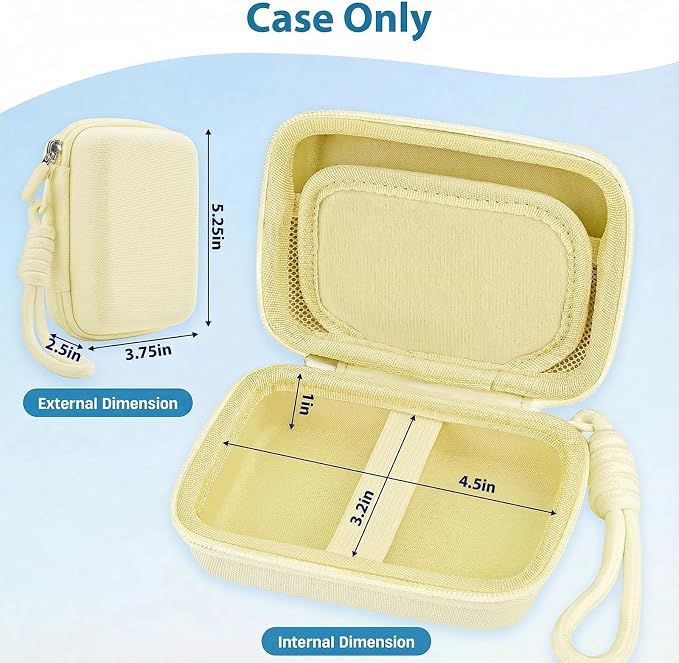 Digital Camera Case for CAMKORY/KODAK PIXPRO FZ45/FZ55/Canon IXUS 285 HS/AbergBest/Sony DSCW800/DSCW830 - Small Travel Compact Camera Holder with Mesh Pocket for SD Card & Accessories (Pale Yellow) - Image 4