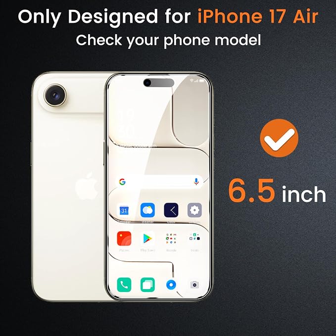 Lesakit 4 Pack Privacy Screen Protector for iPhone 17 Air 6.5-Inch with 4 Pack Camera Lens Protector, Anti Spy Tempered Glass Film 9H Hardness Bubble Free Case Friendly - Image 2