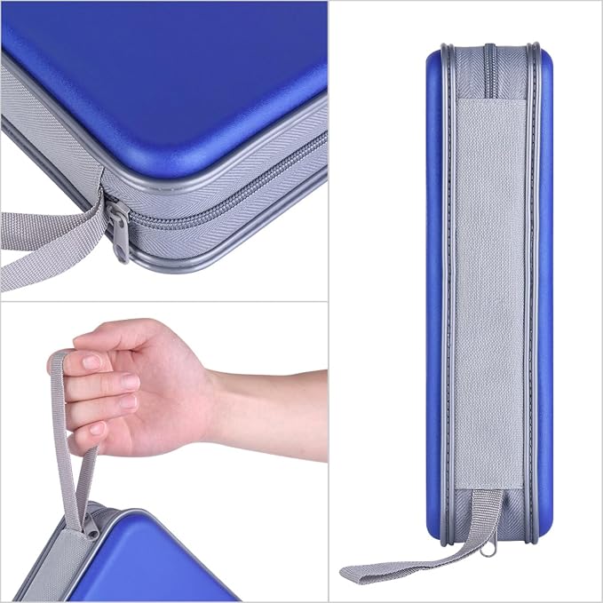 alavisxf xx CD Case, 96 Capacity Hard Plastic Organizer Wallet for Car | CD DVD Holder, Portable Hand Strap, Zipper Closure, Anti-Slip Scratch-Resistant Sleeves, Disc Storage, for Home Office Travel - Image 2