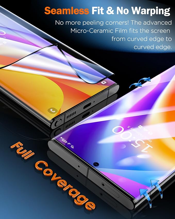 LK 2 Pack for Samsung Galaxy S23 Ultra Screen Protector, Flexible Glass | [GAME-CHANGER] [12FT Military Grade Shatterproof] Bubble-Free Film for Cell Phone s23 Ultra, Ultra-Thin - Image 6