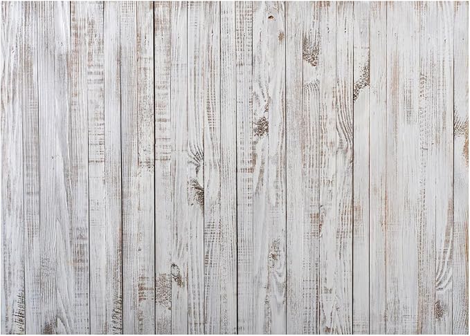 5x3FT Vintage Wood Backdrop Retro Rustic White Gray Wooden Floor Backdrops for Photography Kids Adult Photo Booth Video Shoot Vinyl Studio Prop 11890 by WOLADAPhotographyBackdrop