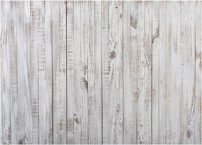 8x6FT Vintage Wood Backdrop Retro Rustic White Gray Wooden Floor Backdrops for Photography Kids Adult Photo Booth Video Shoot Vinyl Studio Prop 11890 by WOLADAPhotographyBackdrop