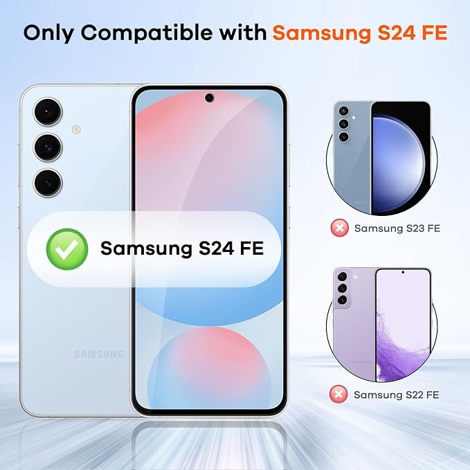 3+3 for Samsung Galaxy S24 FE 5G Privacy Screen Protector Camera Protector | 9H Tempered Glass Cell Phone Protector Camera Lens Protector - Image 2