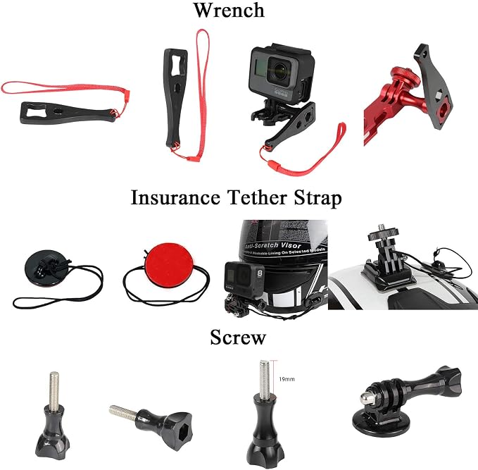 Universal Action Camera Accessory Kit for GoPro Hero 13 12 11 10 9 8 Max 2 | for Insta360 X5/X4/X3 DJI OSMO Action 6 5 Pro Pocket 4 3 Go Pro 360 Cam, Motorcycle Helmet Base Adhesive Tripod Adapter Mount - Image 6