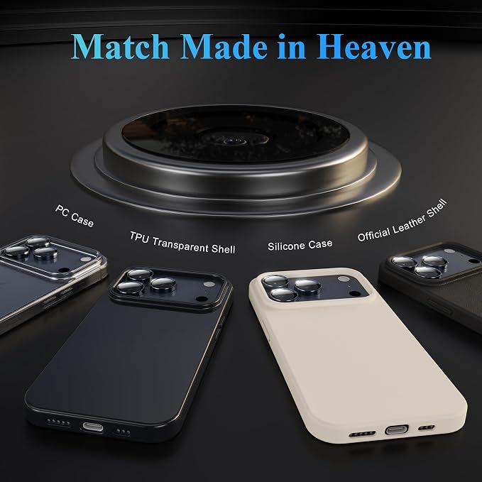 YWXTW Camera Lens Protector for iPhone 17 Pro/iPhone 17 Pro Max, [1 Step Installation Tray] Tempered Glass Screen Protector Metal Individual Camera Cover Accessories Case Friendly (Deep Blue-2Pack) - Image 6