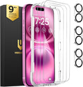 UNBREAKcable iPhone 16 Plus Screen Protector & Camera Lens Protector | Upgraded Dual-Tempered Glass with Military-Grade 9H Hardness, 3-Pack,HD Clarity, Anti-Fingerprint, Case Friendly, Fits 6.7'' by UNBREAKcable
