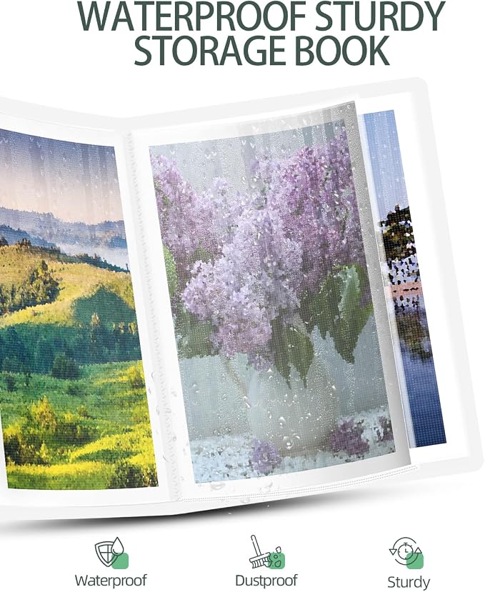 SXhyf A3 Diamond Painting Storage Book 16.5x12.1in for Display 60 Pages | 30 Pages Clear Sheet Protectors, Large Portfolio Folder for Artwork, Document, Organizer (White, A3-16.5 x 12.1 in) - Image 3