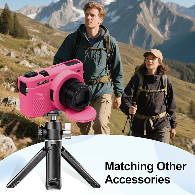 Case with Removable Lens Cover for Canon G7X Mark II/G7XII Camera(Rose) | Soft Silicone Camera Protective Case,Slim Fit,Anti-Scratch,Dustproof,Shockproof,Camera Accessories,For Travel,Daily Use - Image 6