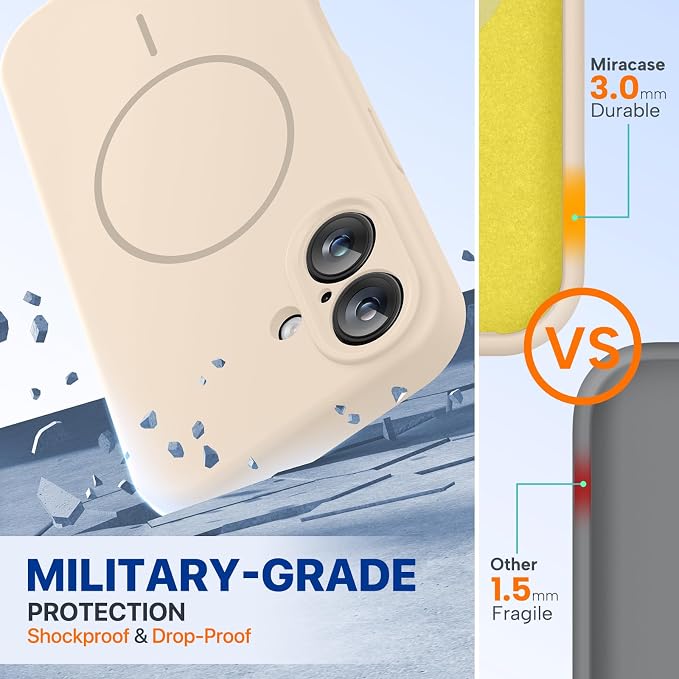 Miracase Silicone & Magnetic for iPhone 16 Case, Sand | Compatible with MagSafe, Anti-Scratch Microfiber Lining, Liquid Silicone Case Shockproof Drop Protection Phone Case for 16 - Image 4