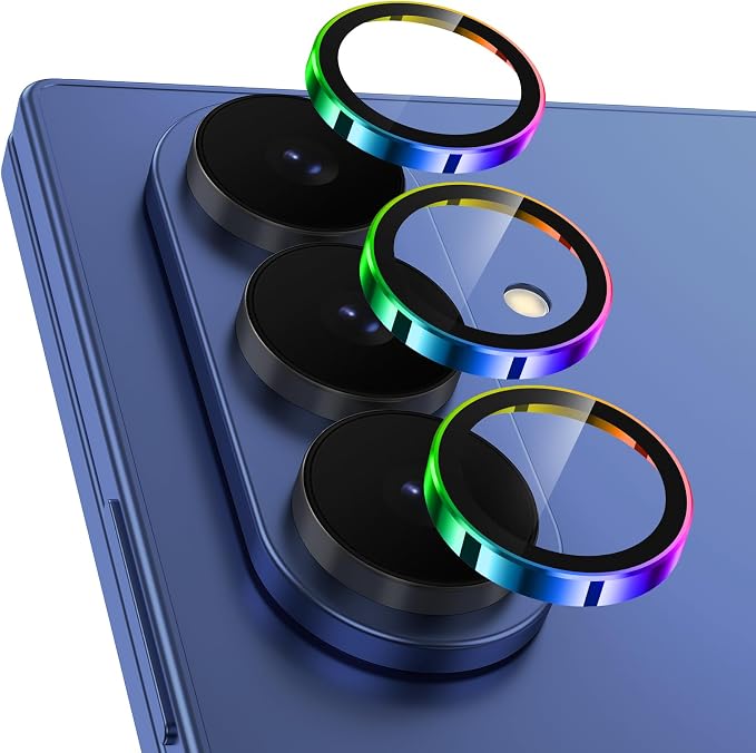 Meshine for Samsung Galaxy Z Fold 7 Camera Lens Protector,Scratch Proof,Strong Adsorption,9H Hardness with Metal Ring Camera Cover,Ultra Thin Case Friendly, Accessories Lens Protector,Colorful by Meshine