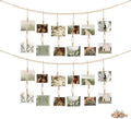 2 Pack Hanging Photo Display with Clips, Boho Wooden Bead Wall Decor | 53.5 In Jute Garland, 60 Clips And 7 Wooden Pegs, Natural Wood Beads, For Photos, Cards And Artwork by WSICSE