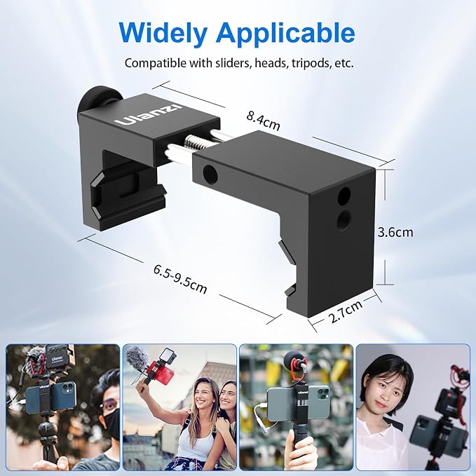 ULANZI ST-02S Aluminum Phone Tripod Mount w Cold Shoe Mount, Support Vertical and Horizontal, Universal Metal Adjustable Clamp for iPhone 12 11 Pro Xs X Max 8 7 Plus Samsung Android Smartphones - Image 7