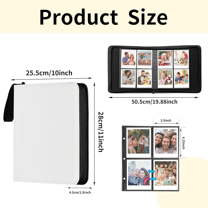 Polaroid Photo Album Book with 240 Pockets 3.5x4.25 Inch Pictures Fits for Polaroid i-Type, 600, SX-70，Go instant photos and Fujifilm Instax Wide Square Photos（White） - Image 2