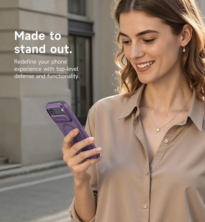 SURITCH for iPhone Air Case with Camera Control Cover, Camera Slide Cover and Adjustable Kickstand, Compatible with MagSafe, Shockproof Bumper Protective Cases for iPhone 17 Air 6.5 Inch, Dark Purple - Image 9