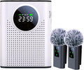 S67 Rechargeable Voice Amplifier Wireless Microphone Dual for Teachers Classroom, Mini Lavalier Lapel Mic Clip Magnetic, Bluetooth Speaker with LED Display for Class, Tour Guide, Coaches, White by ZERFUN