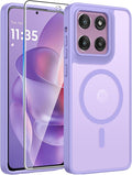 FNTCASE for Moto G Stylus 2026/2025 Case, Fit for Magsafe, Screen Protector | Translucent Matte Magnetic Back, 14FT Military Grade Drop Protection, Shockproof Protective Phone Cover, Light Purple by FNTCASE